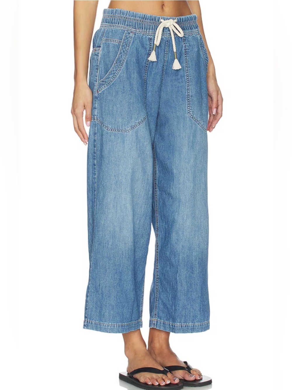 We The Free Easy Peasy Pull On Cropped Light Wash Jean Size S